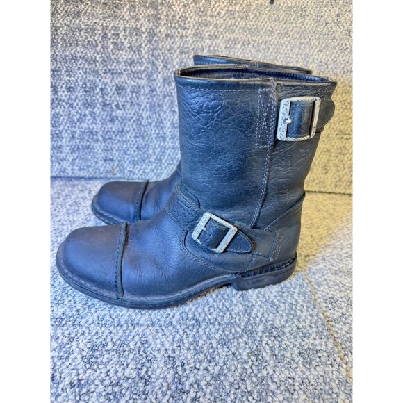 Vintage UGG Australia Black Leather Shearling-Lined Ankle Boots Men's Size 7 Wi - Picture 5 of 16